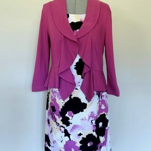 Sleeveless Floral Printed Dress with Matching Jacket, Size 2 Petite